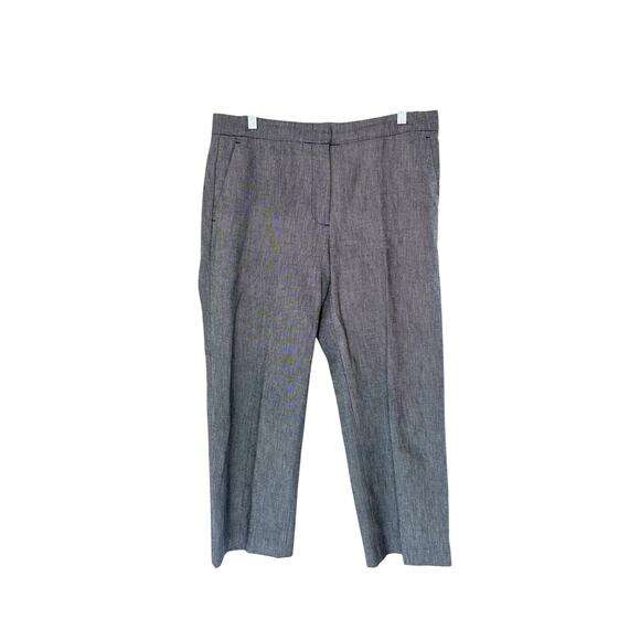 J.Crew Gray White Work Heavy Chambray Patio Straight Leg Dress Pant Size 10 - Picture 1 of 12